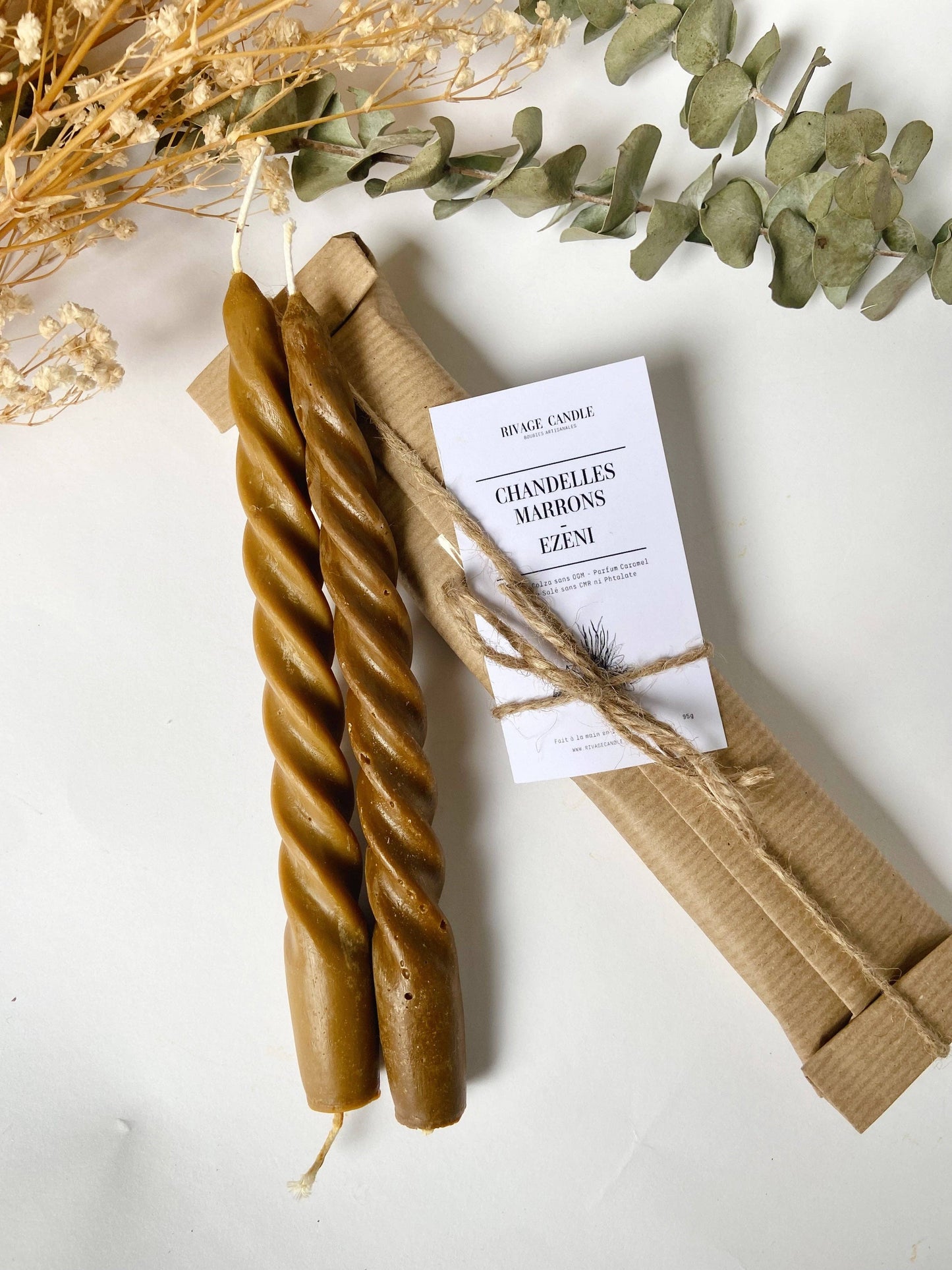 Ezéni - Chandelles Torsadées Marrons Parfumées Bois Flotté: Non