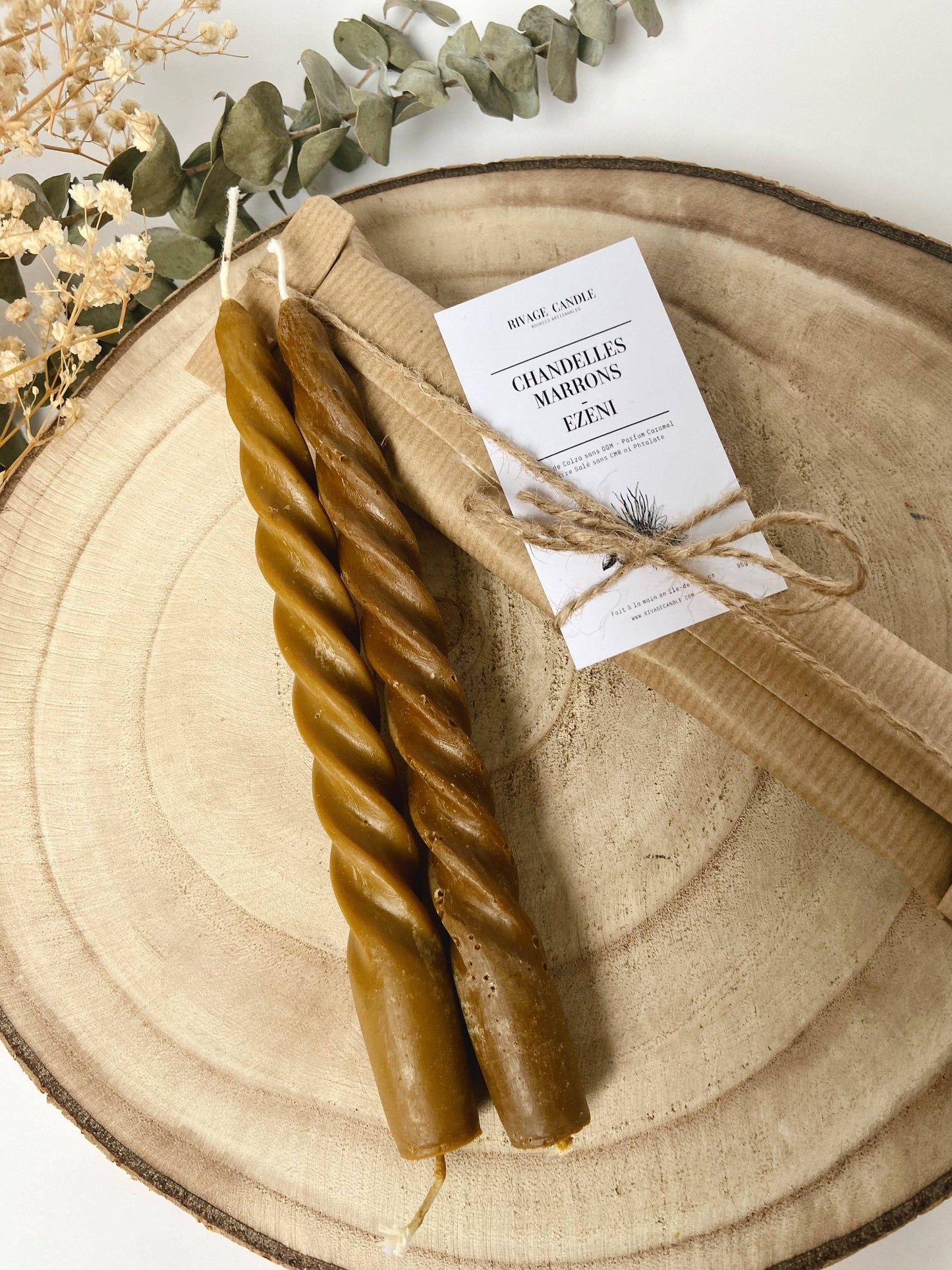 Ezéni - Chandelles Torsadées Marrons Parfumées Bois Flotté: Non