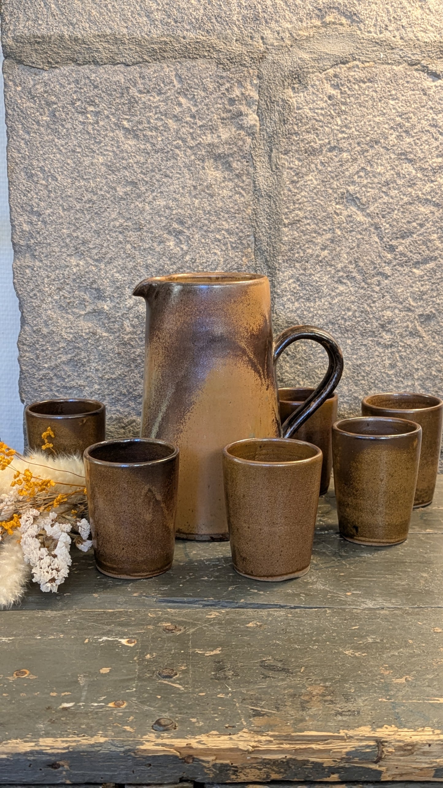 Lot de 6 timbales en grés vernissé