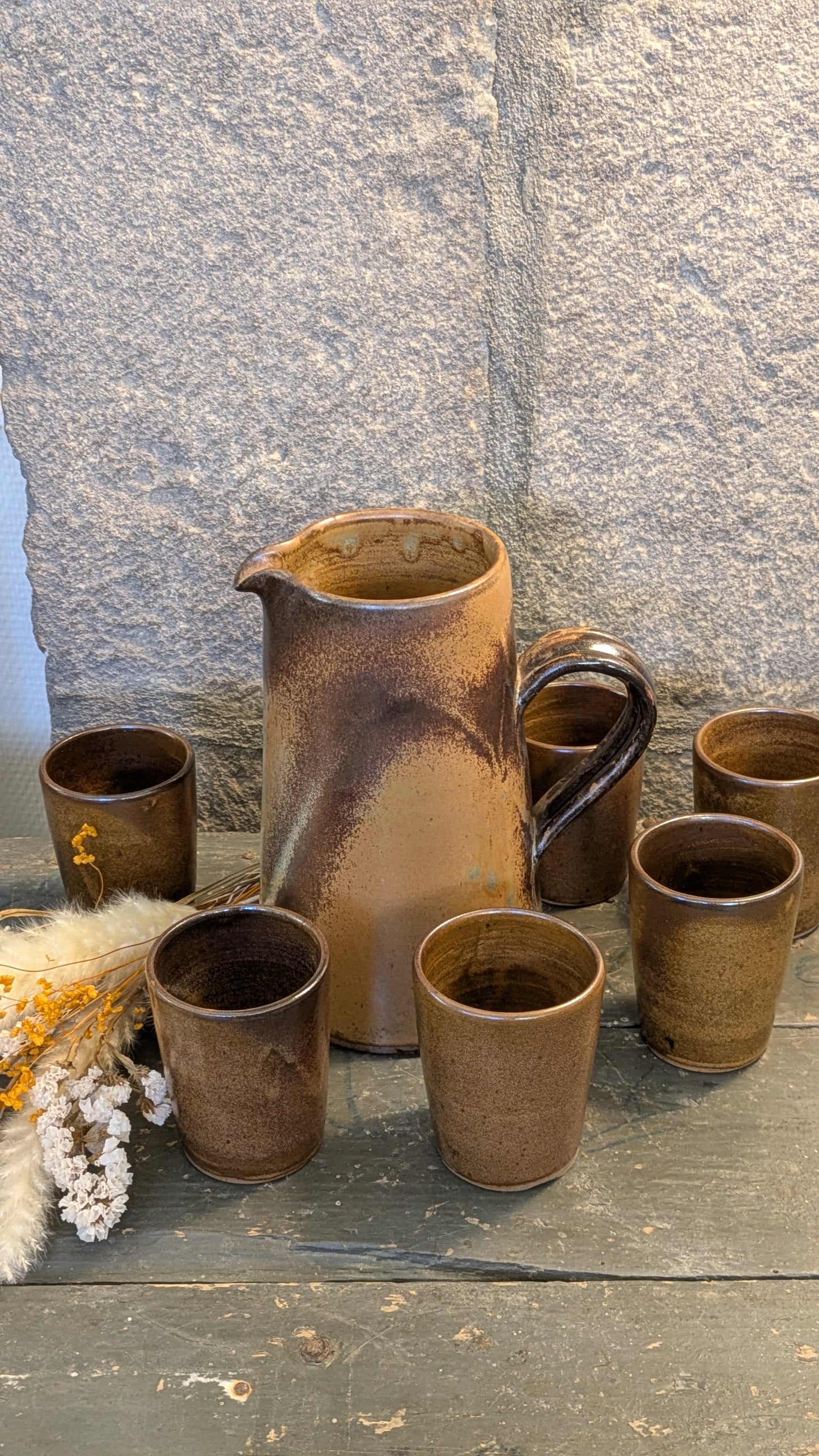 Lot de 6 timbales en grés vernissé