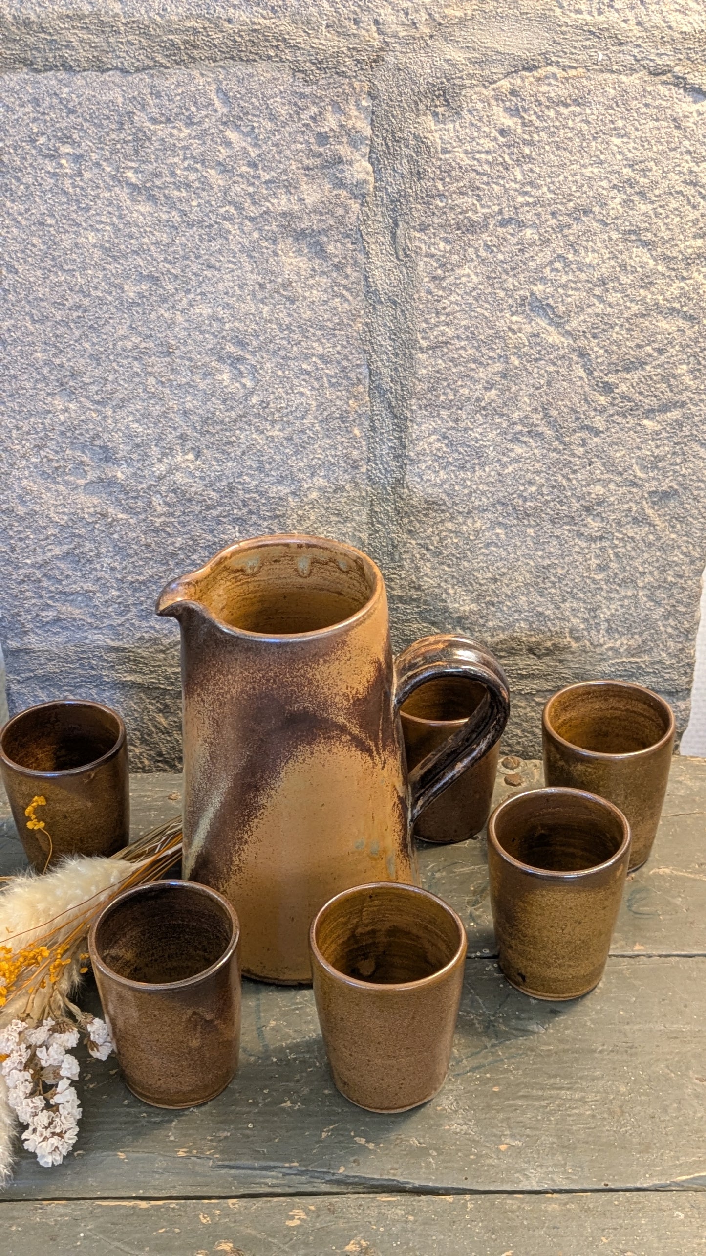 Lot de 6 timbales en grés vernissé