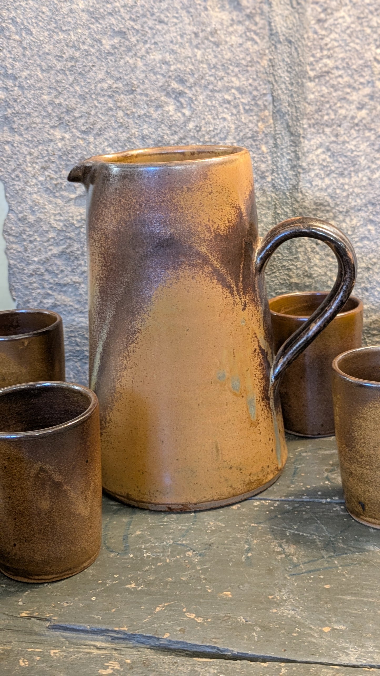 Lot de 6 timbales en grés vernissé