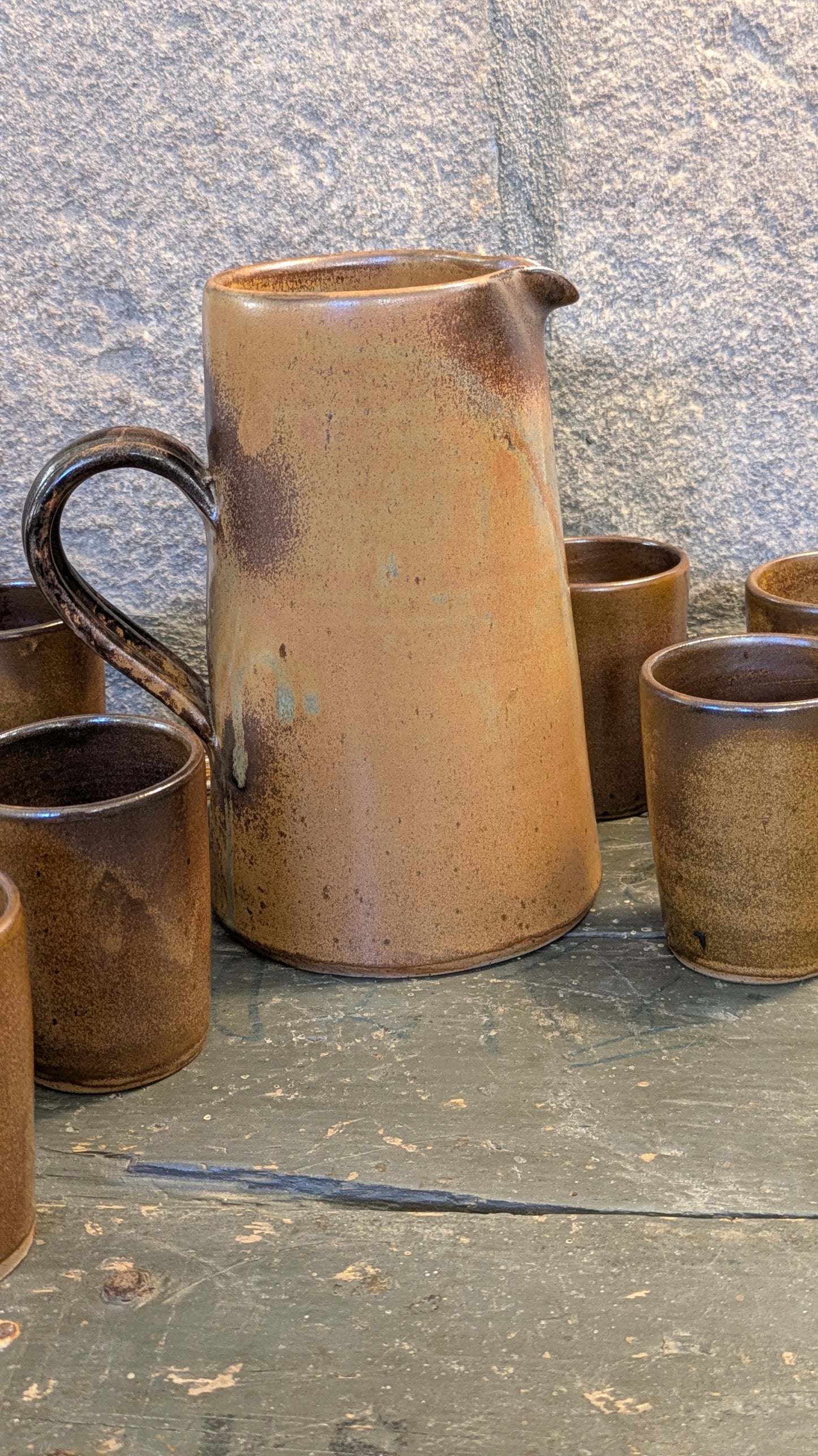 Lot de 6 timbales en grés vernissé