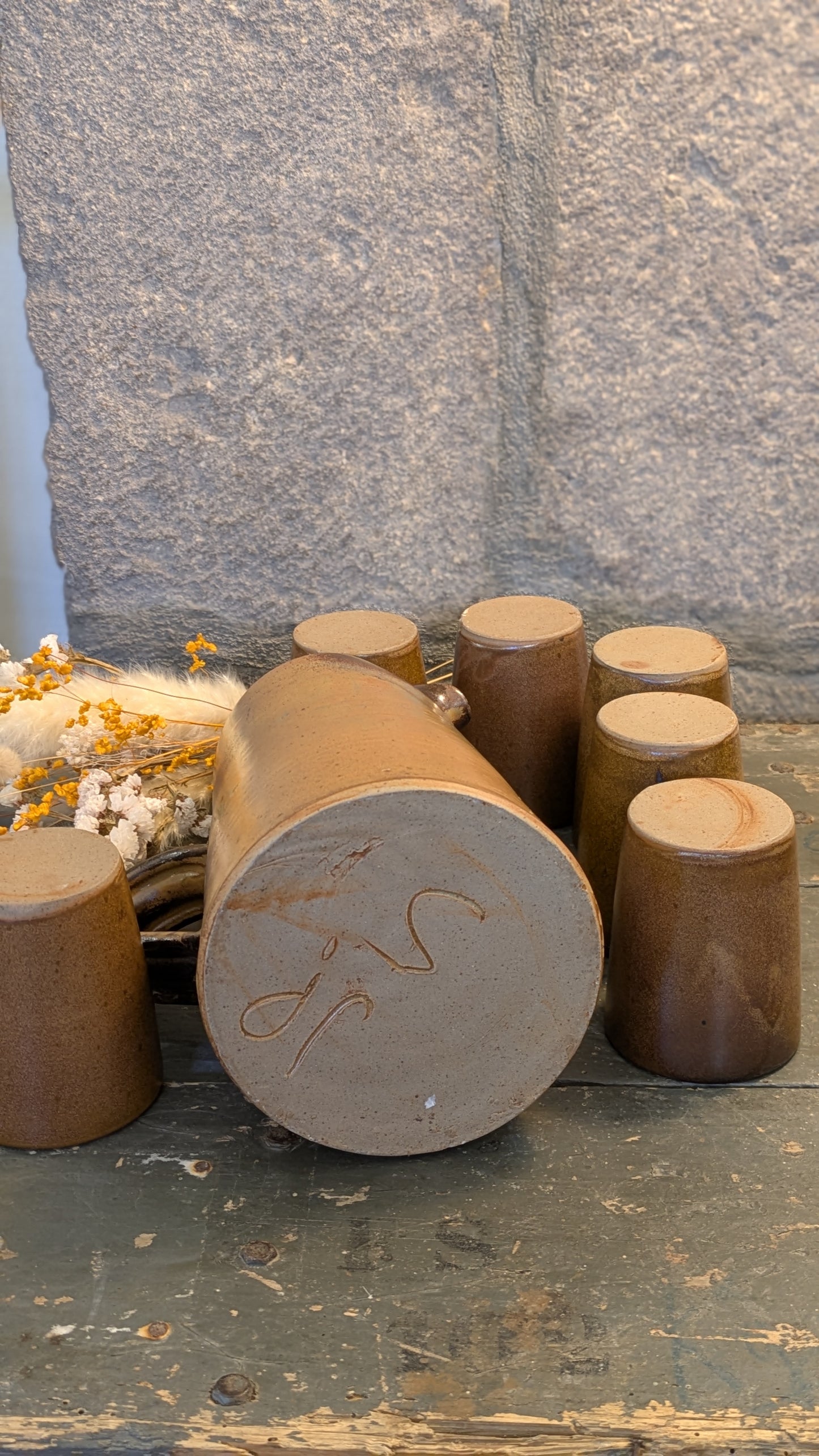 Lot de 6 timbales en grés vernissé