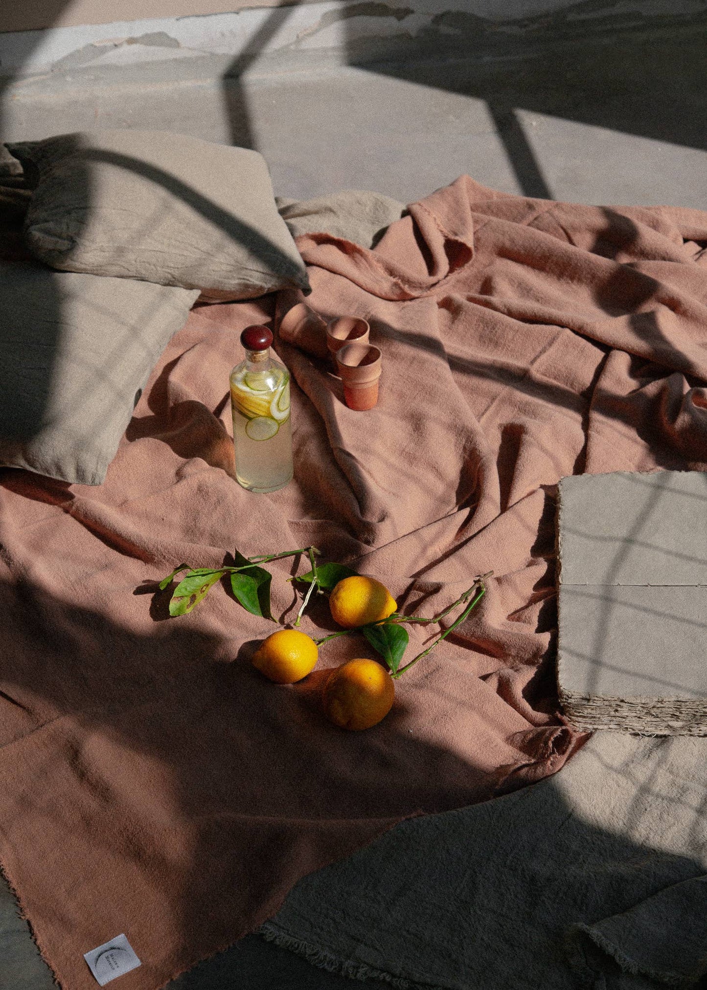 La nappe/le plaid en lin brut: 140 x 200 / Tabac