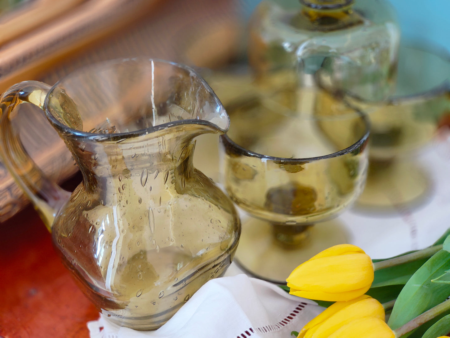 Ensemble à punch en verre bullé